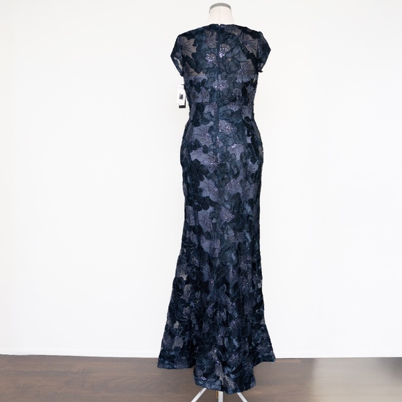 Betsy & Adam - Flower Embroidered Cap Sleeve Gown - Picture 3 of 14